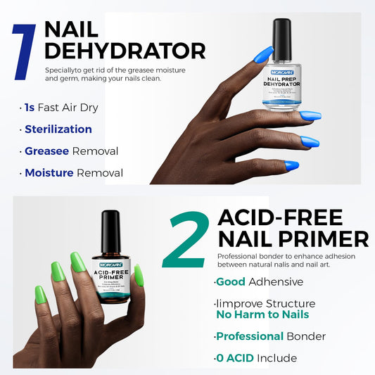 Morovan nail primer acid-free drops enhances adhesion for durable finishes.