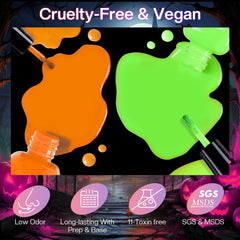 Morovan Neon Nail Polish Set vibrant holiday colors for Halloween and winter.