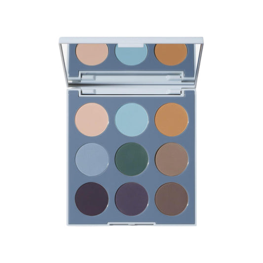 Morphe 9C Matte Essentials closeup of cool-toned pans for precise blending.
