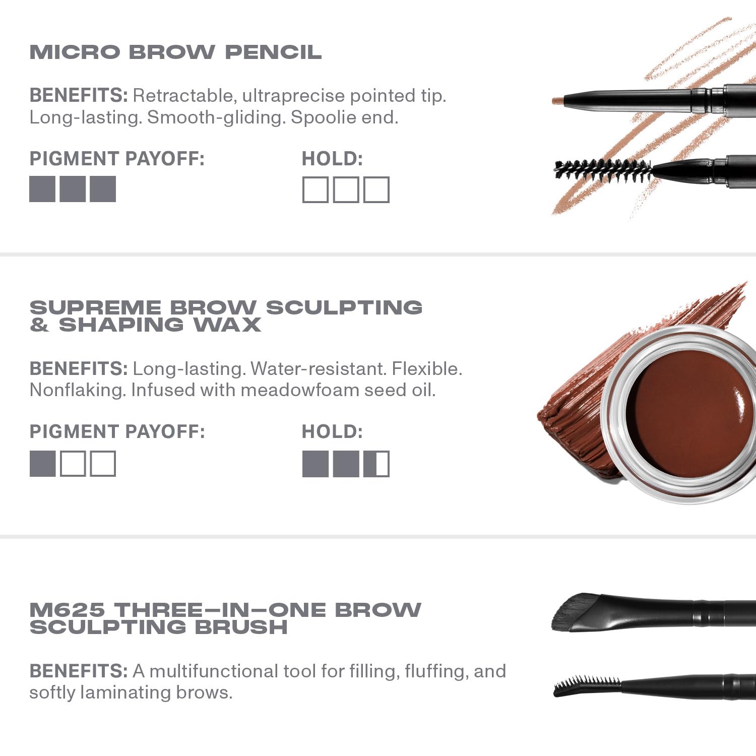 Chocolate Mousse shade provides warm, versatile brow color for daily use.