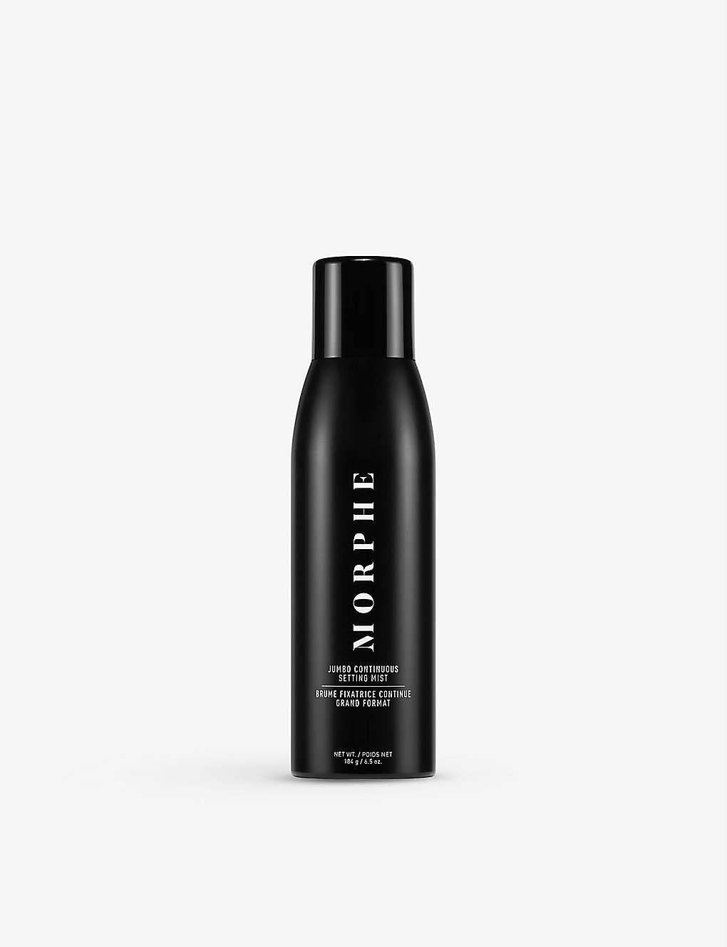 MORPHE Jumbo Continuous Setting Mist bottle delivering long-lasting makeup hold.