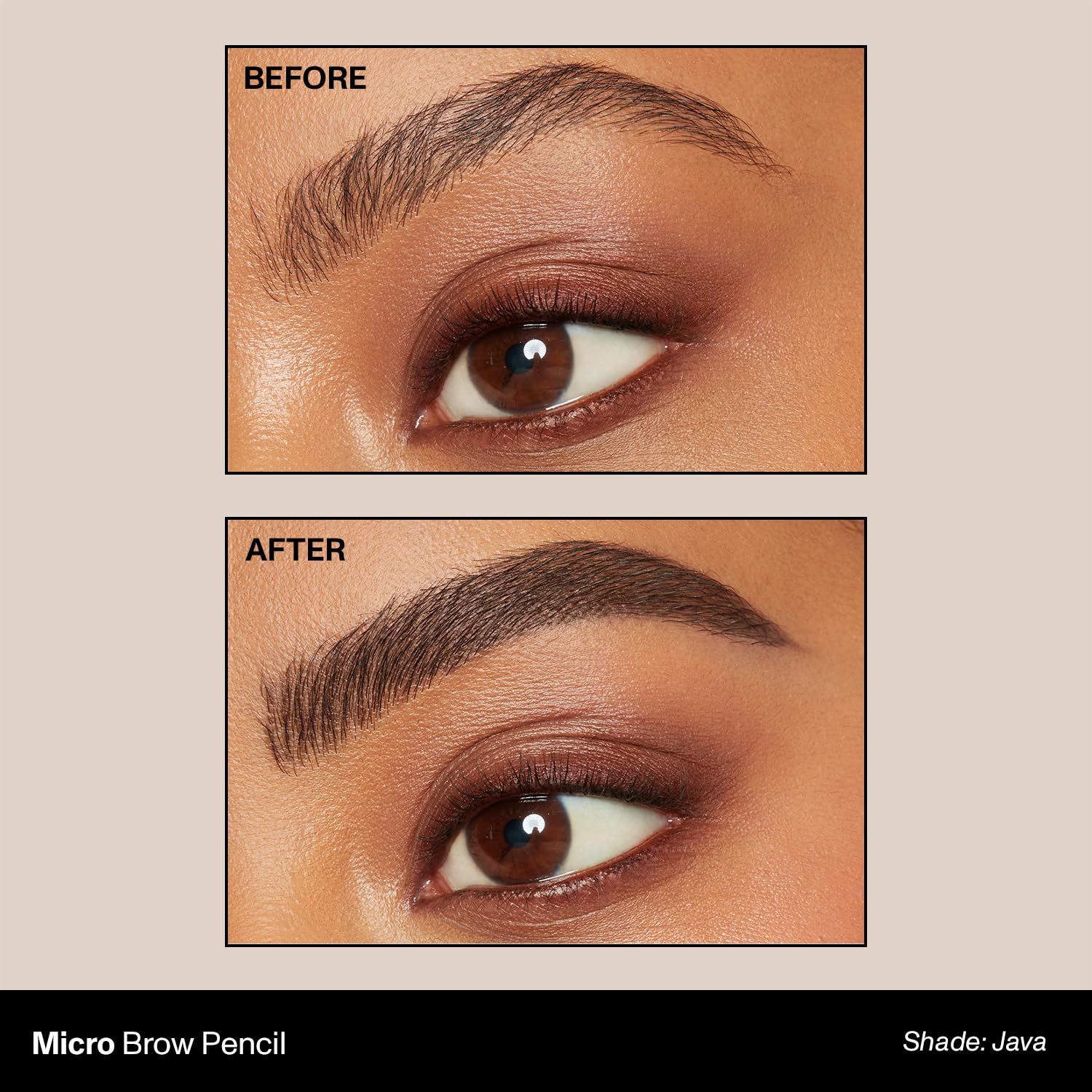 MORPHE Micro Dual Eyebrow Pencil Java spoolie blends for natural-looking shape.