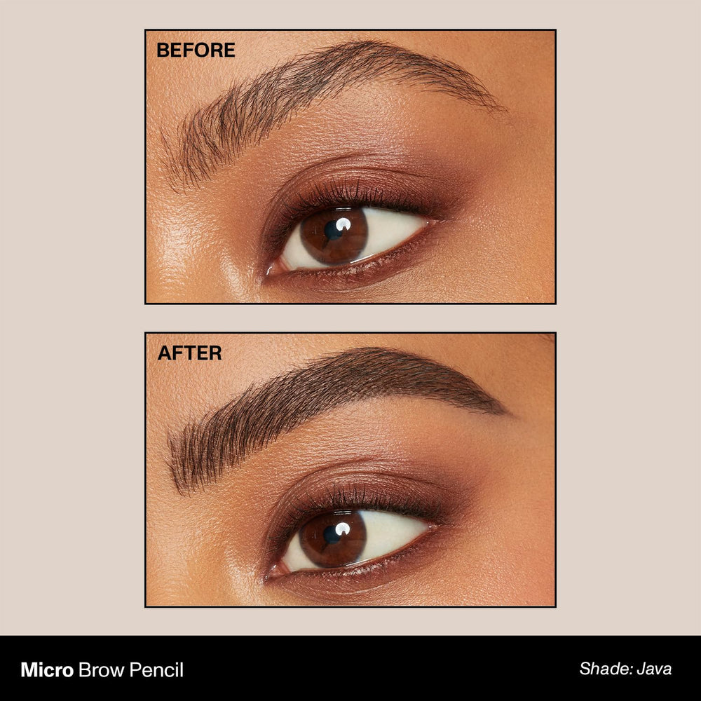 MORPHE Micro Dual Eyebrow Pencil Java spoolie blends for natural-looking shape.