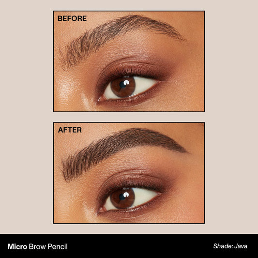 MORPHE Micro Dual Eyebrow Pencil Java spoolie blends for natural-looking shape.