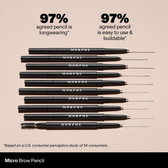 MORPHE Micro Dual Eyebrow Pencil easy two-color application tip.