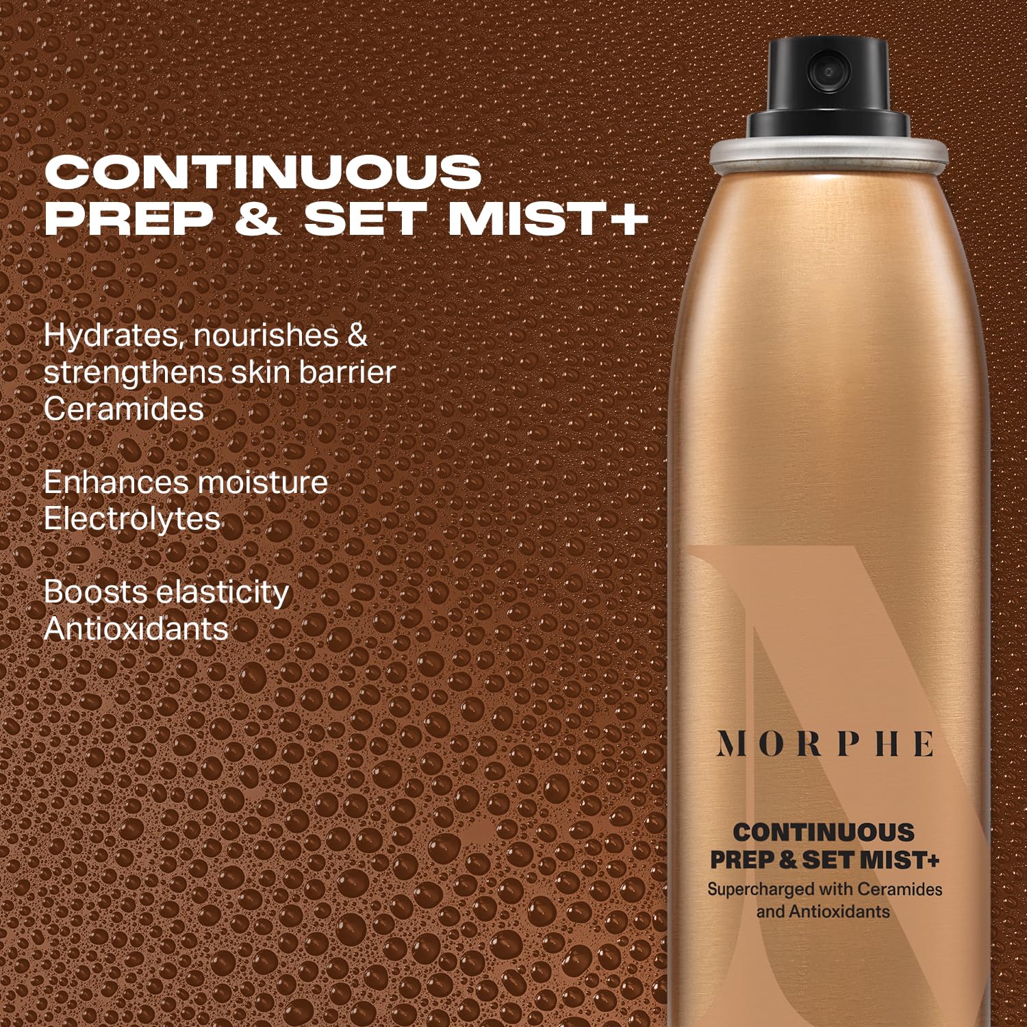 MORPHE setting spray applied during makeup to fuse layers