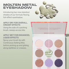 MORPHE Pulp Fantasy palette luminous Molten Metal finish applied on lids