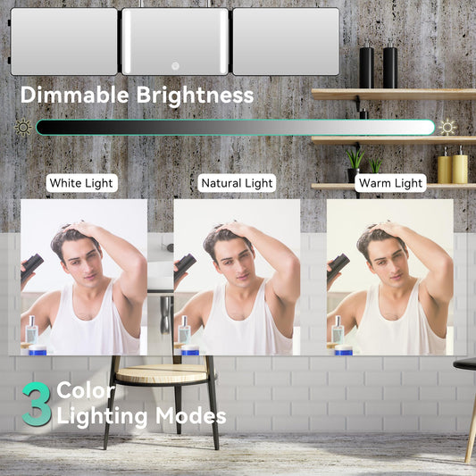 Moruedtu 3 Way Mirror demonstrates full 360° view for self styling