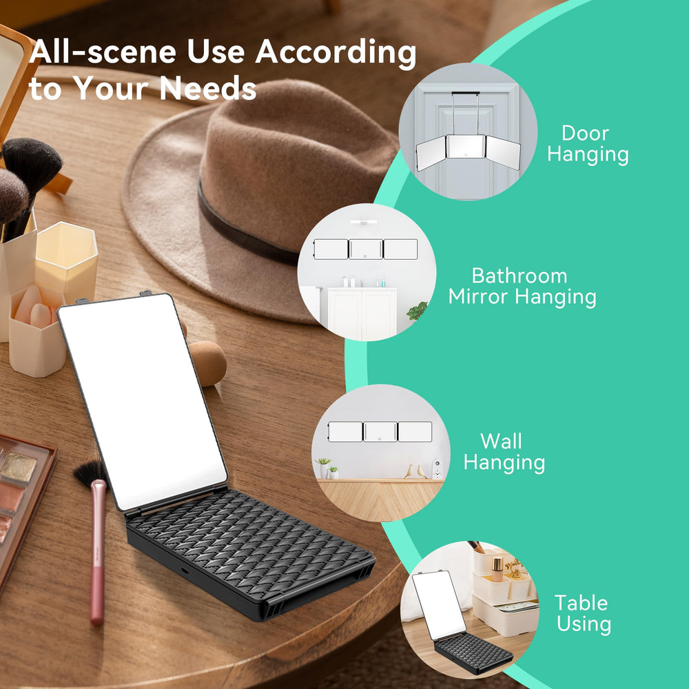 Moruedtu rechargeable mirror powered by a 1500 mAh battery for cordless use
