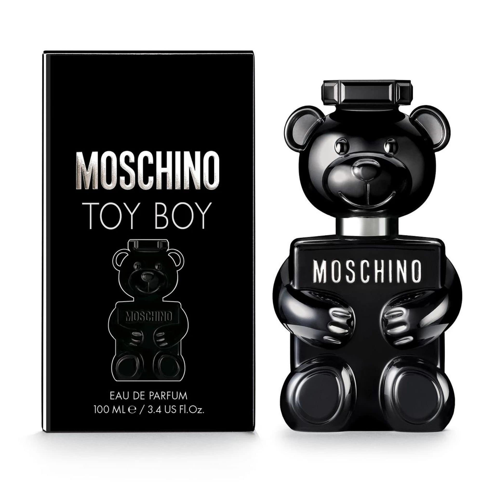 Moschino Toy Boy bottle-front view with bold black glass for a modern masculine statement.