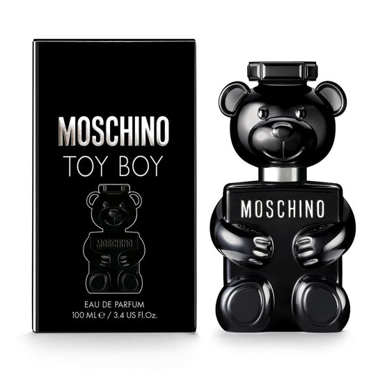 Moschino Toy Boy bottle-front view with bold black glass for a modern masculine statement.