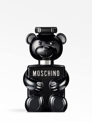 Moschino Toy Boy bottle-side detail highlighting sleek packaging and premium feel.