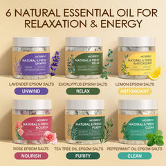 MOSRROU essential oils lineup with Lavender and Eucalyptus for mood variety