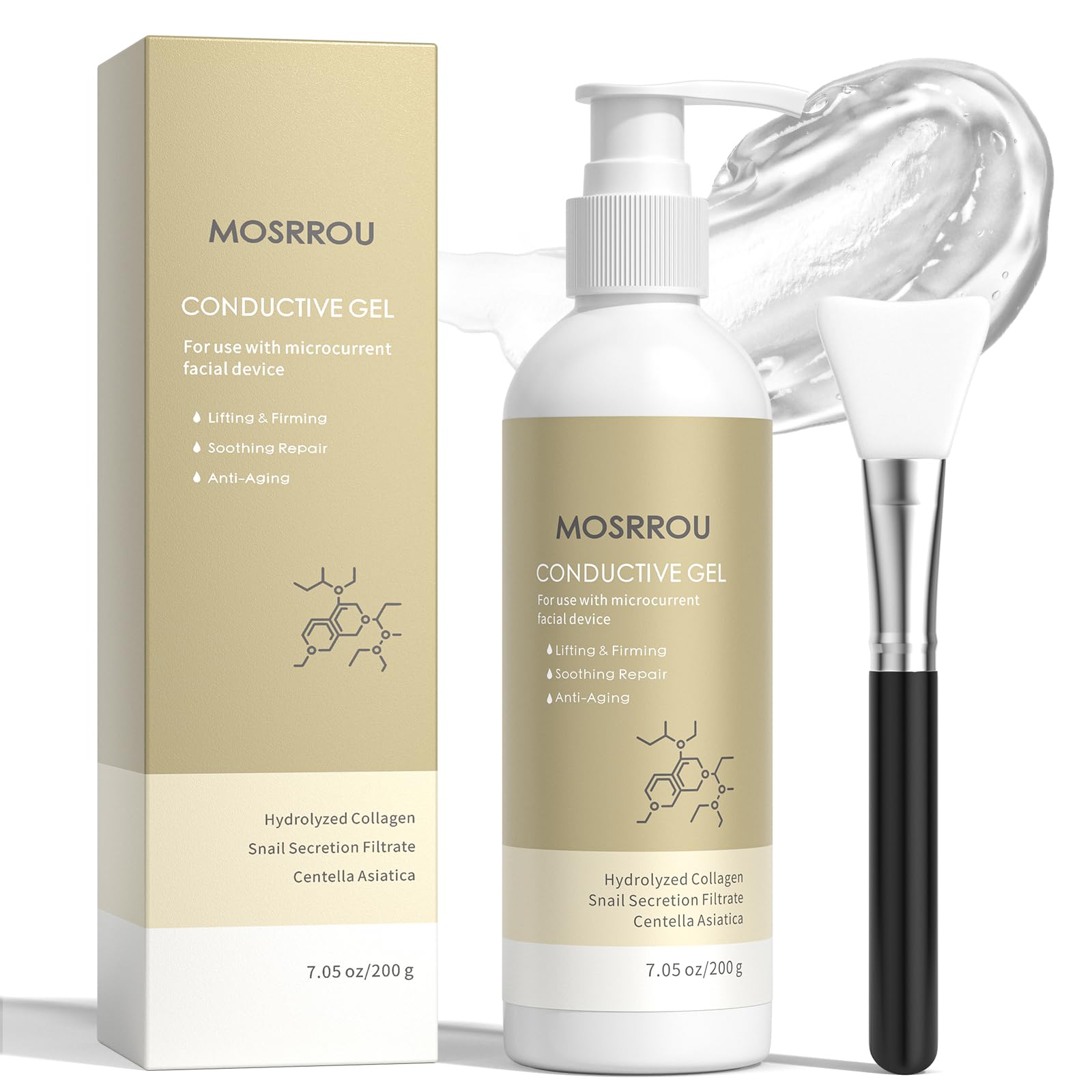 MOSRROU microcurrent gel enhances face conductivity for smoother device glide.
