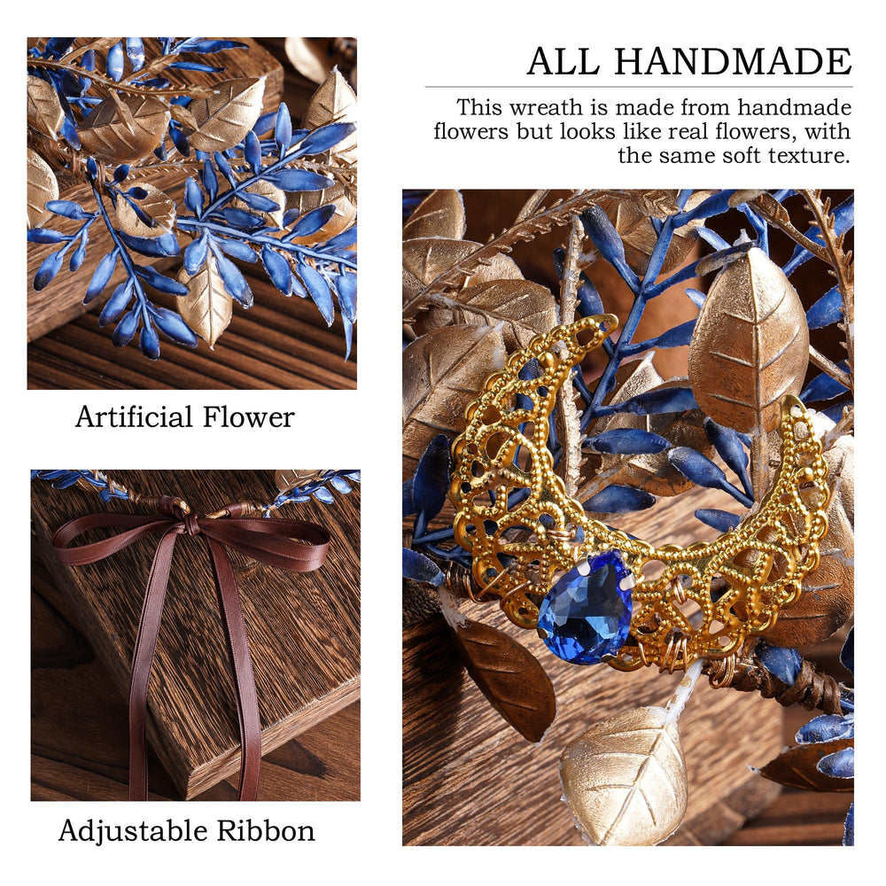 MOSTORY Blue Woodland Elf Crown accessory detail enhances Renaissance costume accents.
