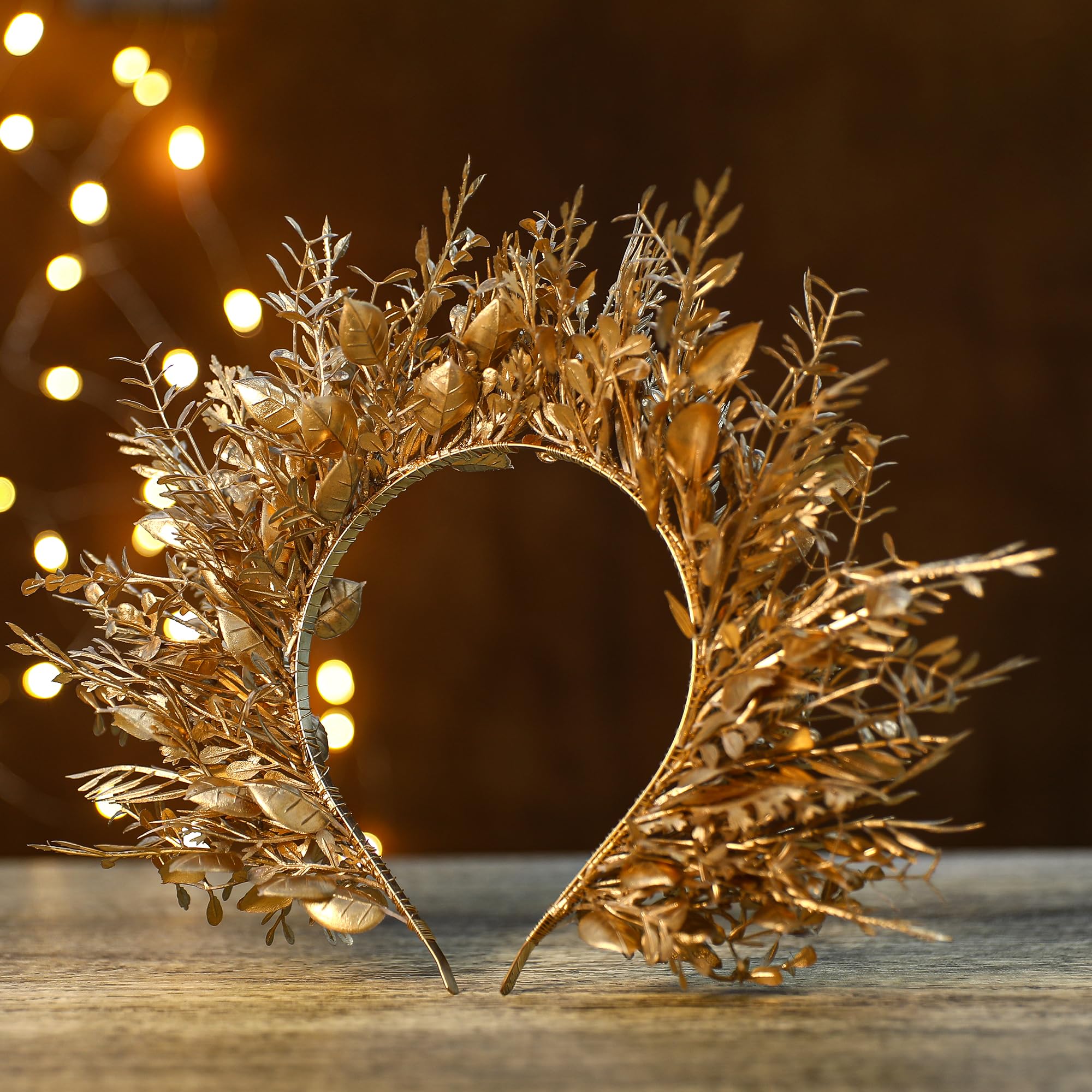 MOSTORY gold floral headpiece adds royal flair to festival outfits.