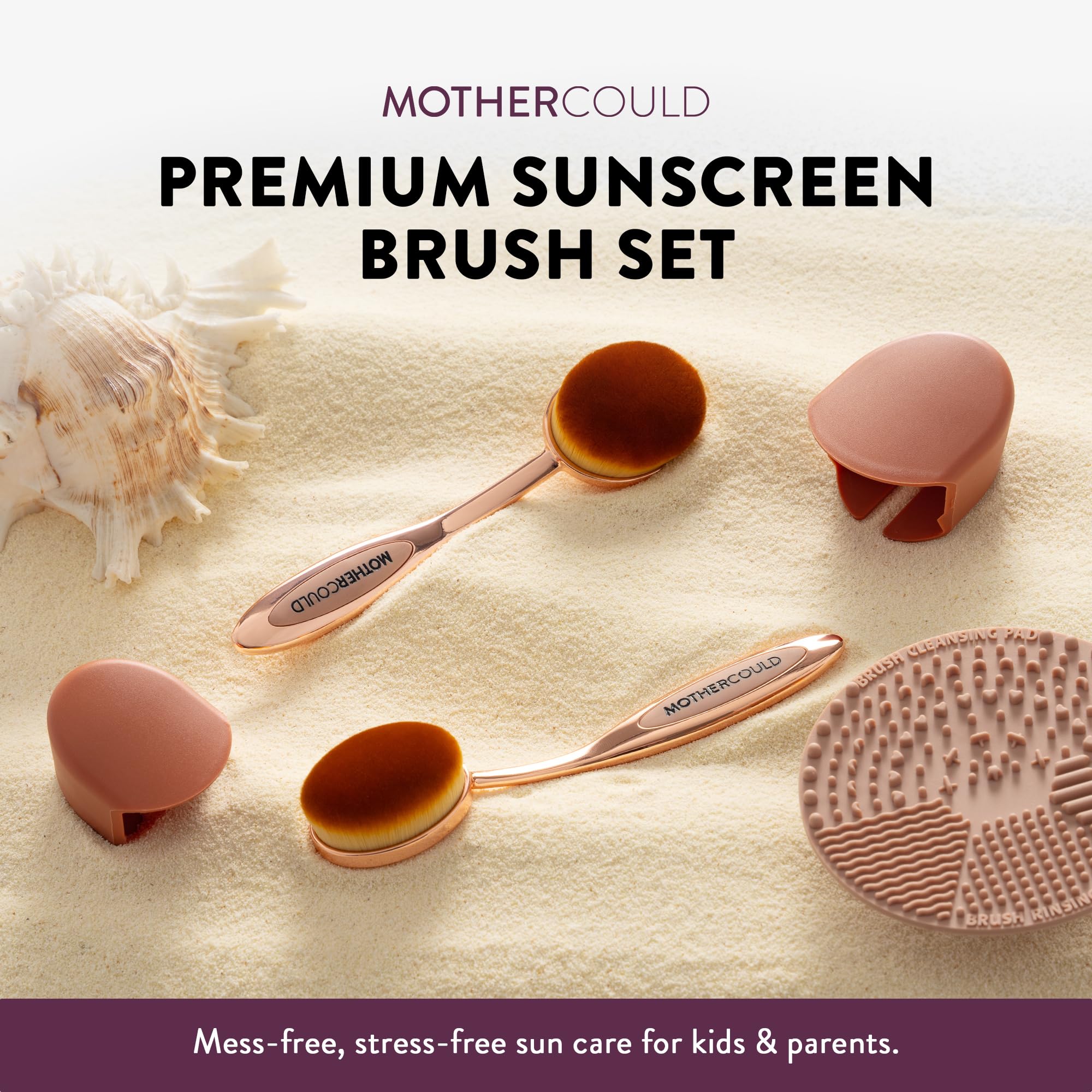 MotherCould cap for rose-gold brush protects bristles after use.