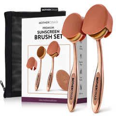 MotherCould sunscreen brush with rose gold handle delivers smooth, mess-free application.
