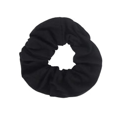 Motique Accessories Jumbo Cotton Scrunchie Black closeup shows soft cotton with gentle hold.