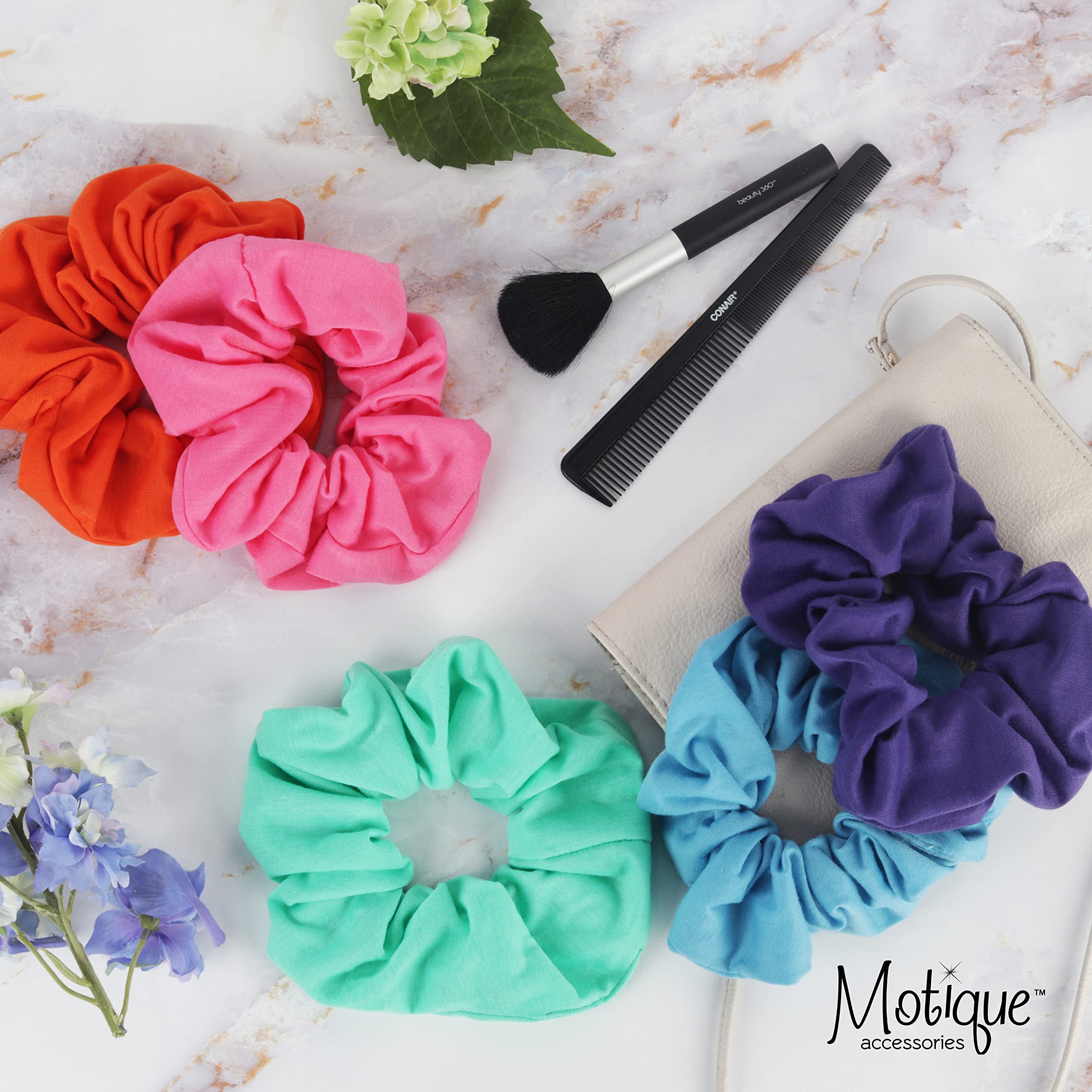 Motique Jumbo Cotton Scrunchie Orange wrapped elastic for durability