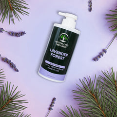 Motor City Organics Lavender Forest foam lather provides rich, hydrating bubbles for a gentle shower.