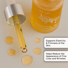 Mount Lai Vitamin C facial oil applied to damp skin for quick absorption.