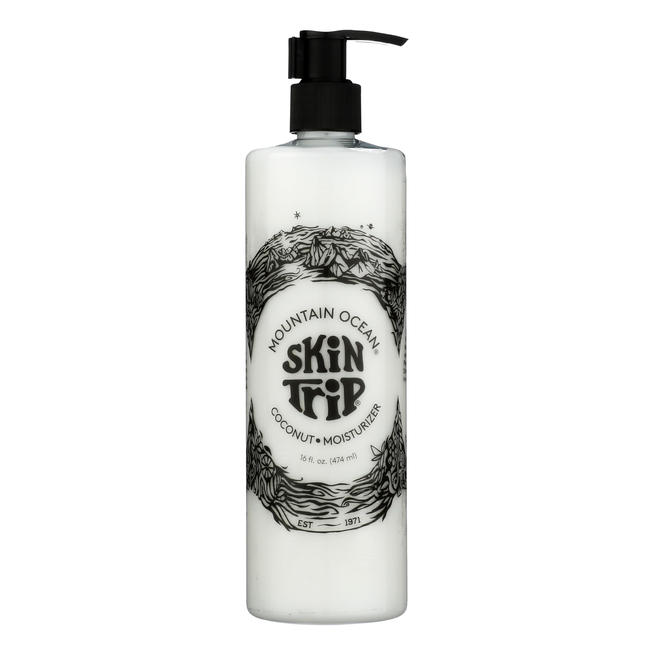 Mountain Ocean Skin Trip Coconut Lotion pump bottle delivering fast-absorbing hydration for daily use.