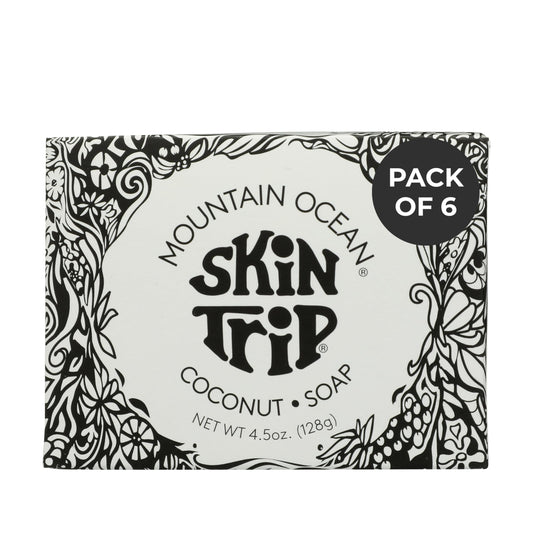 Mountain Ocean Skin Trip Coconut Soap packaging update highlights authenticity.