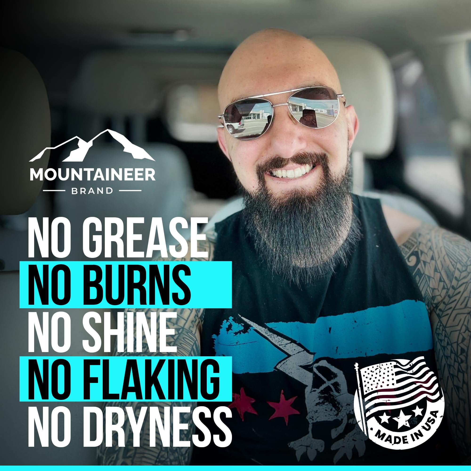 Mountaineer Brand hands applying balm on scalp and face for quick hydration