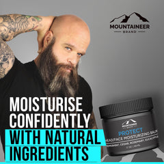 Minimalist bathroom scene featuring Mountaineer Brand products for daily care.