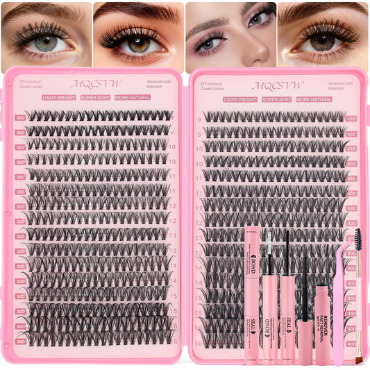 MQCsvw lash clusters kit 640pcs for natural wispy lashes at home