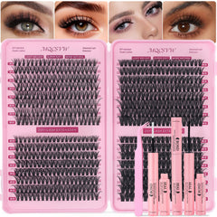 MQCsvw Lash Clusters Kit packaging with 624 clusters for at-home DIY lashes