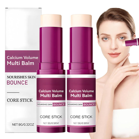 MQN Calcium Stick applying to the face for smooth hydration and prep.