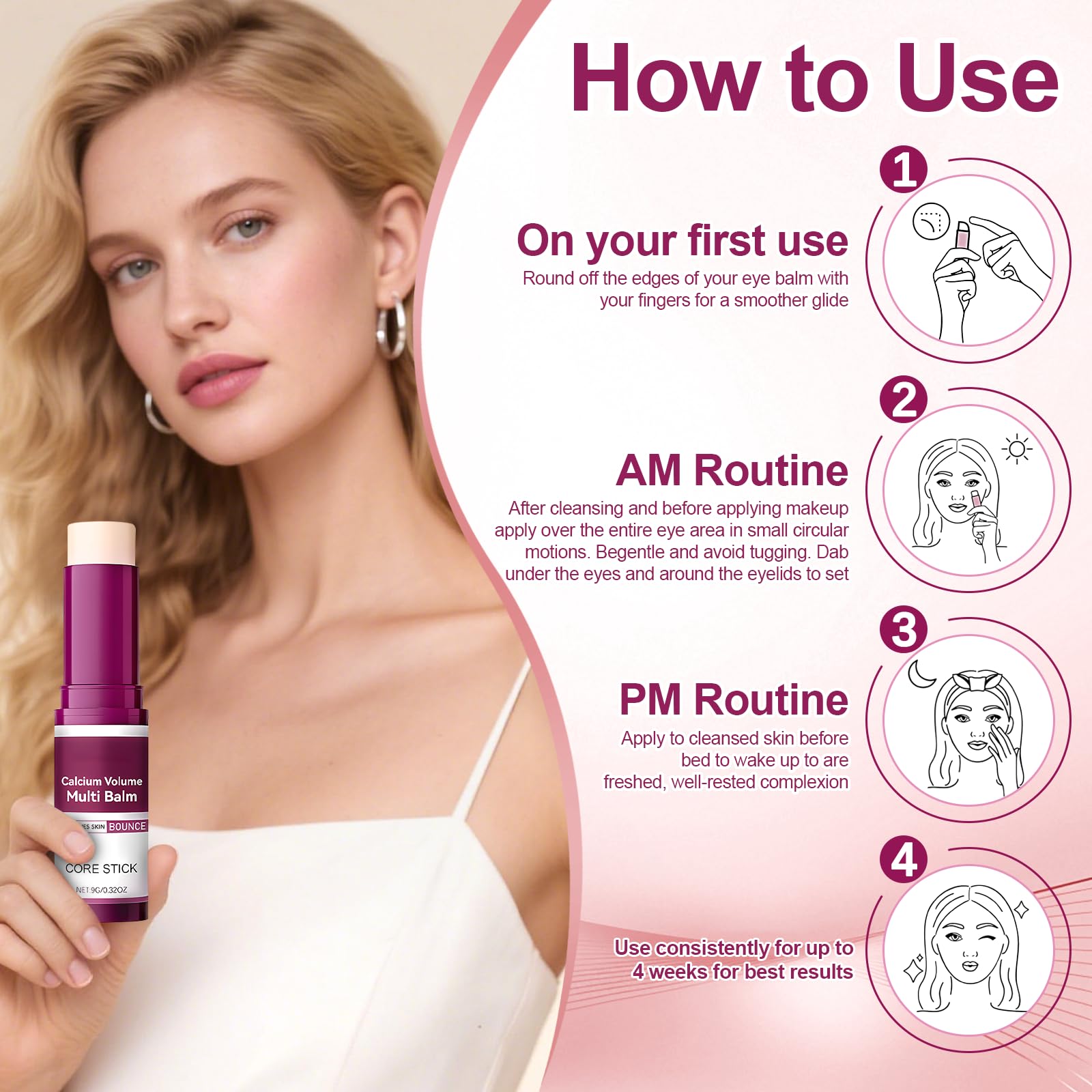 MQN Calcium Stick shows lightweight, non-greasy texture with fast absorption.
