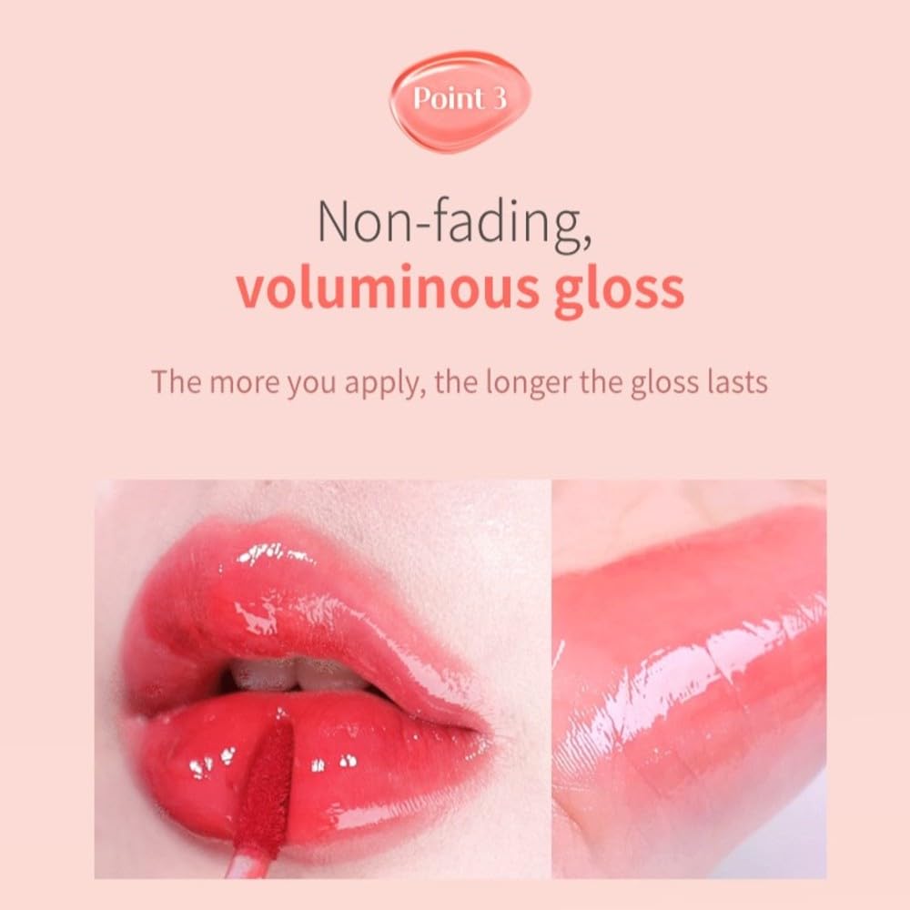 MQNY lip tint with glossy finish on lips for a plump, hydrated look