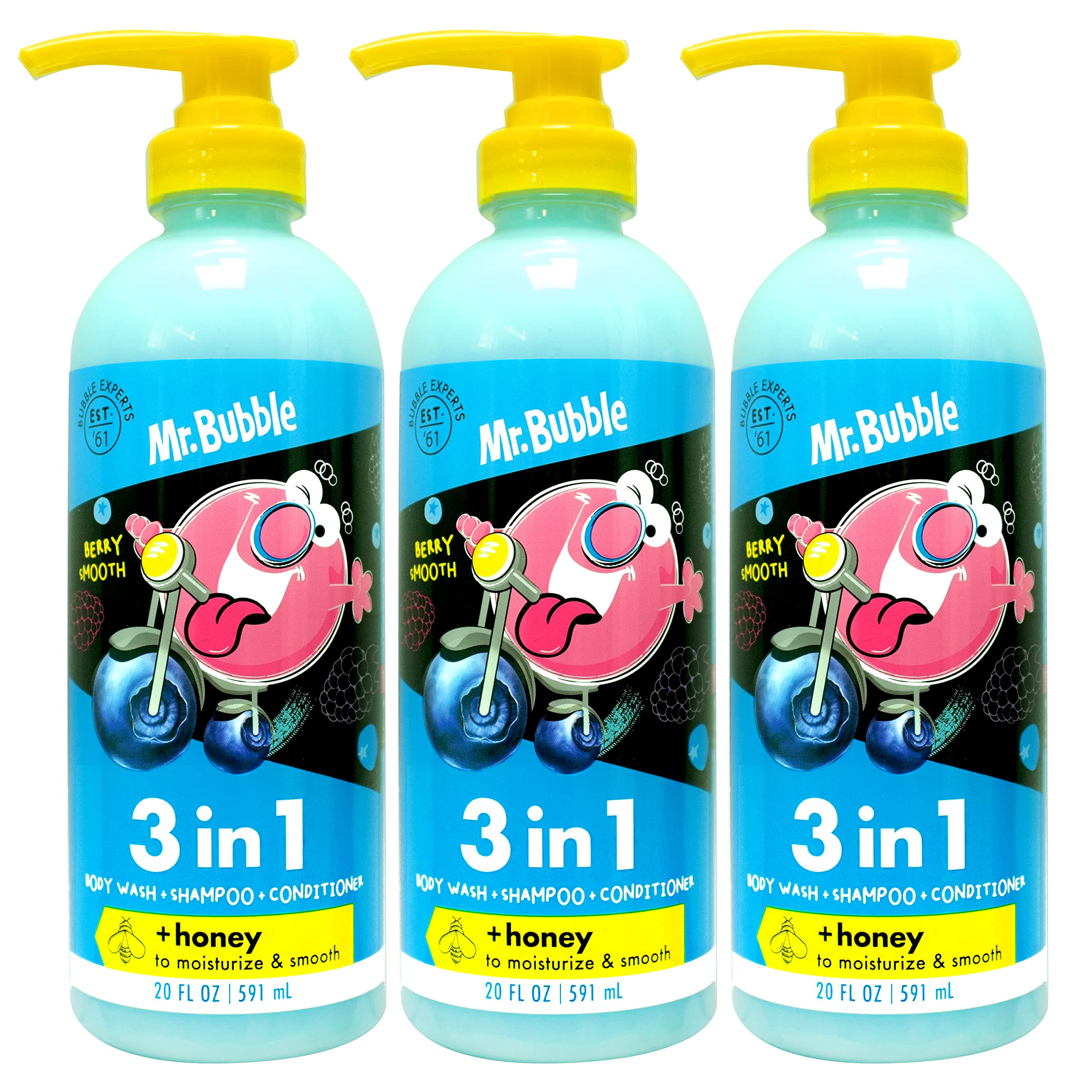 Mr. Bubble Berry Smooth 3in1 bottle with rich, kid-friendly lather.
