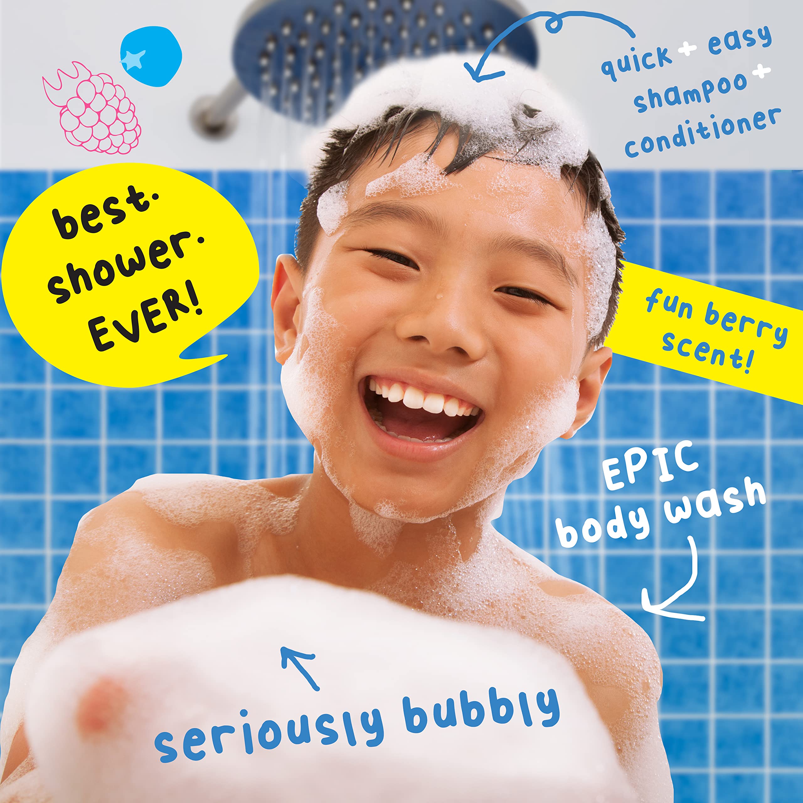 Mr. Bubble Berry Smooth 3in1 used during kid’s bath time.