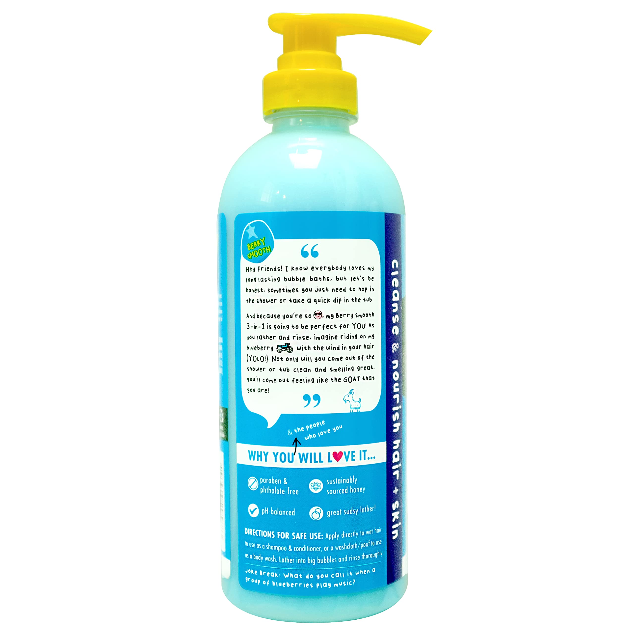 Mr. Bubble Berry Smooth lather close-up showing honey moisturizes skin.