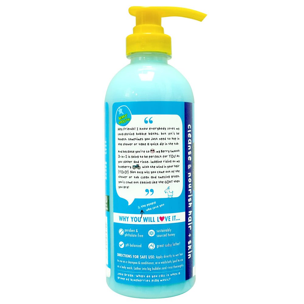 Mr. Bubble Berry Smooth lather close-up showing honey moisturizes skin.