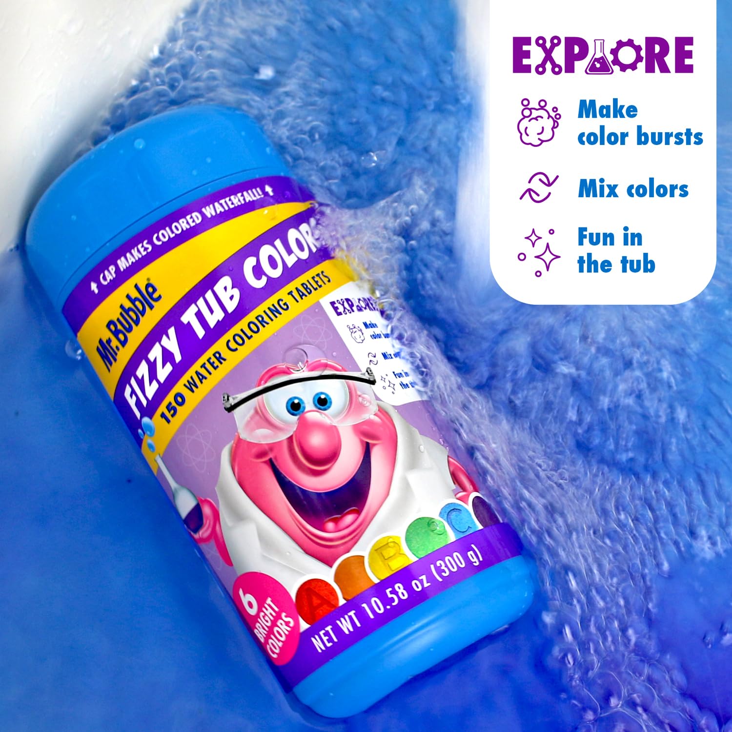 Mr. Bubble Fizzy Tub Colors letters A B C enable early learning during bath