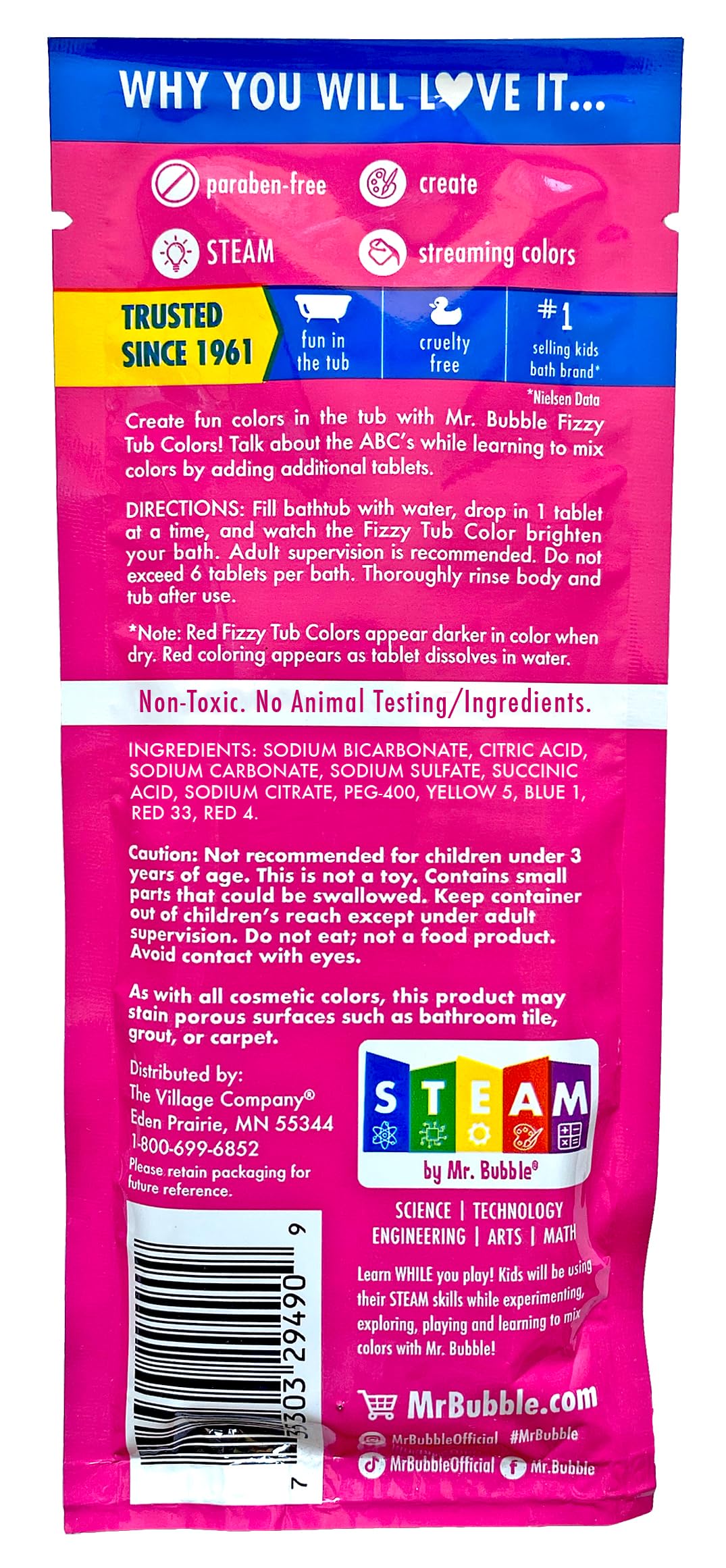 Purple tablet dissolving to invite imaginative bath play.