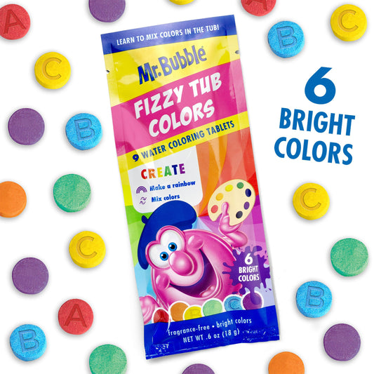 Assorted color tablets ready to drop into water for playful color mixing.