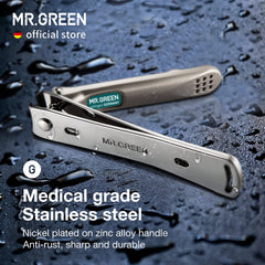 MR.GREEN nail clippers Seiko-edge close-up highlights premium cutting power.