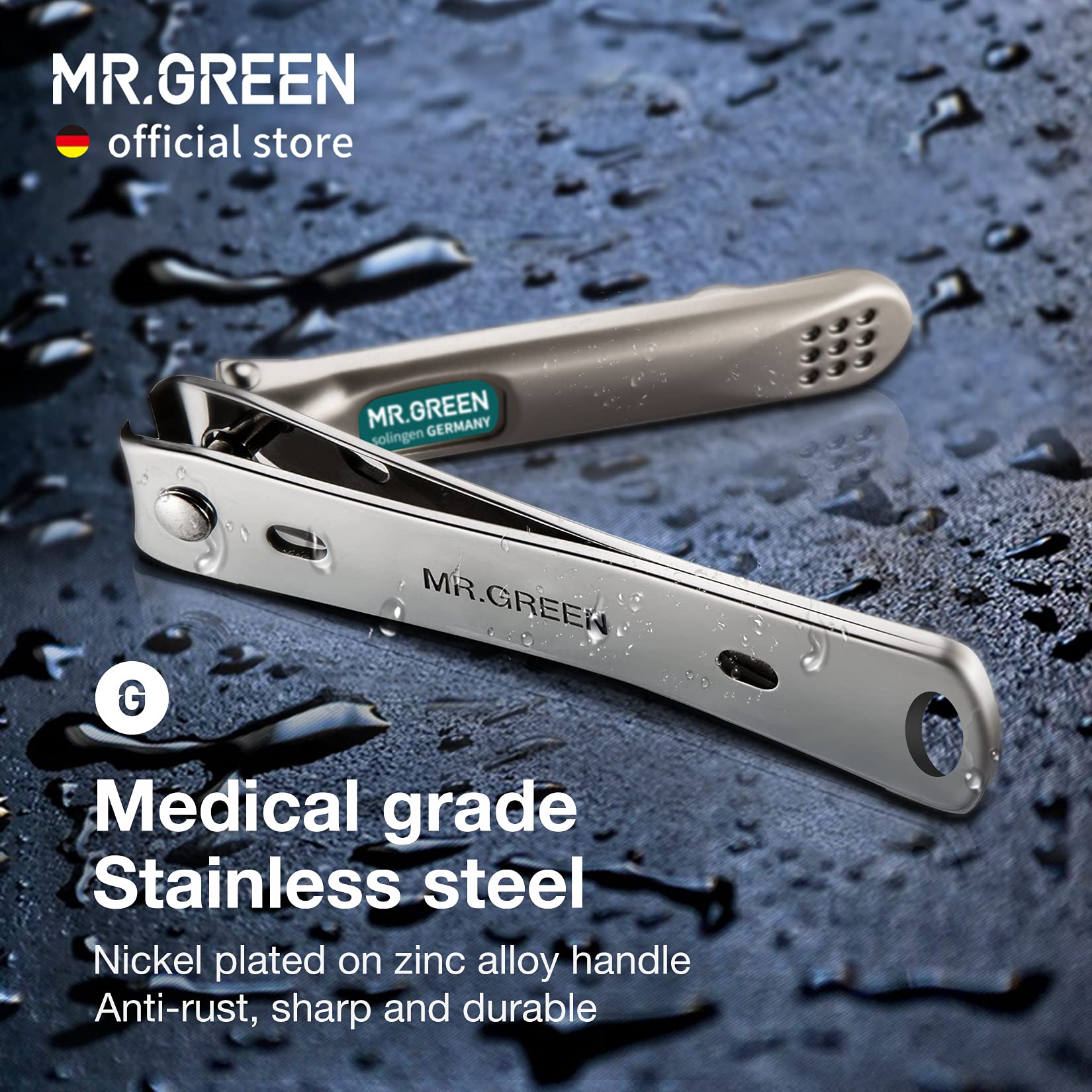 MR.GREEN nail clippers with Seiko edge technology for a sharp cut.
