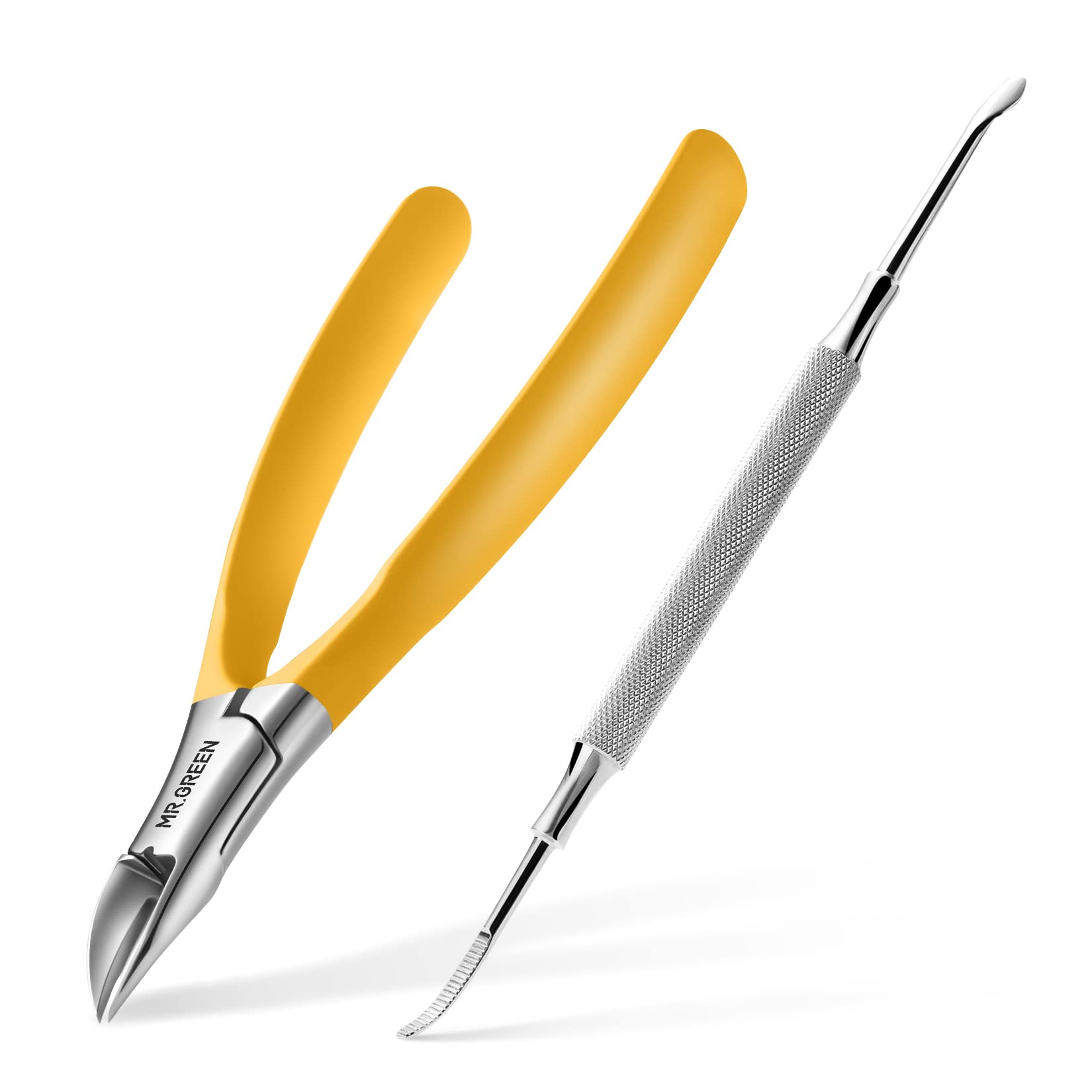 MR.GREEN toenail clippers body shows durable stainless steel for lasting use.