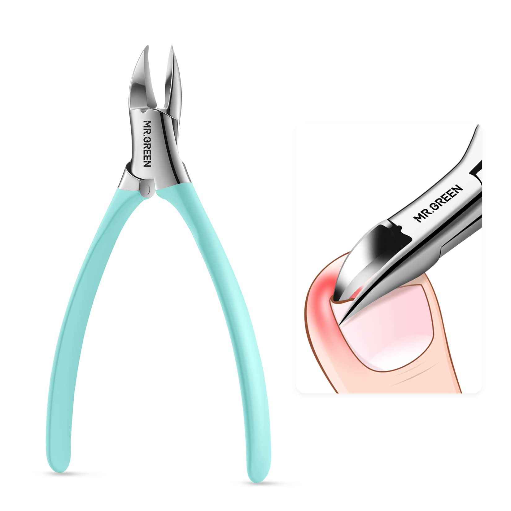 MR.GREEN toenail clippers in stainless steel for precise, clean cuts.