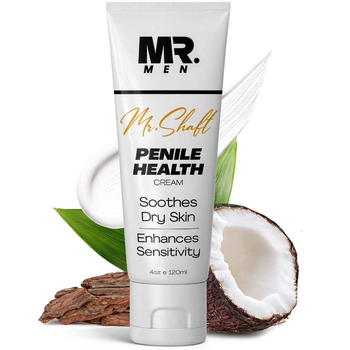 Mr Men Premium Penile Cream bottle closeup highlighting fragrance-free, hydrating formula.