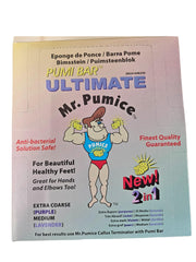 Mr. Pumice Ultimate PUMI Bar dual-grit medium and coarse for effective callus removal.