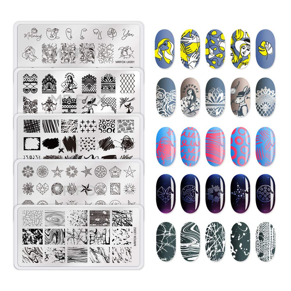 MR.FOX nail stamp template graffiti star for bold, salon-ready nails.