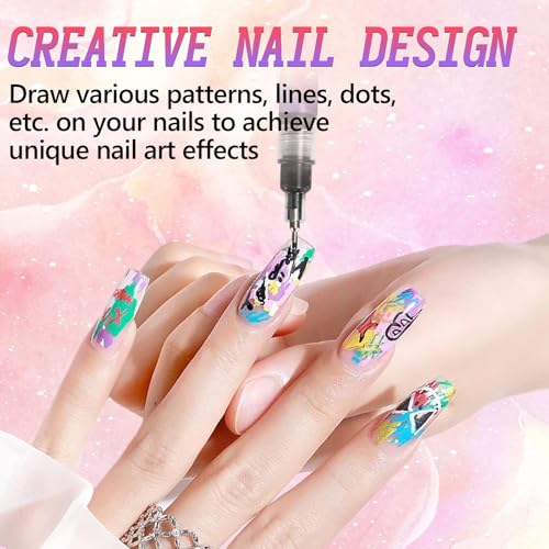 Mrryiio nail art pens on nails illustrating detailed patterns